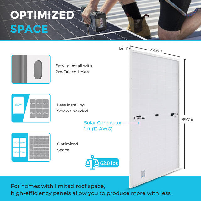 2pcs 550 Watt Monocrystalline Solar Panel