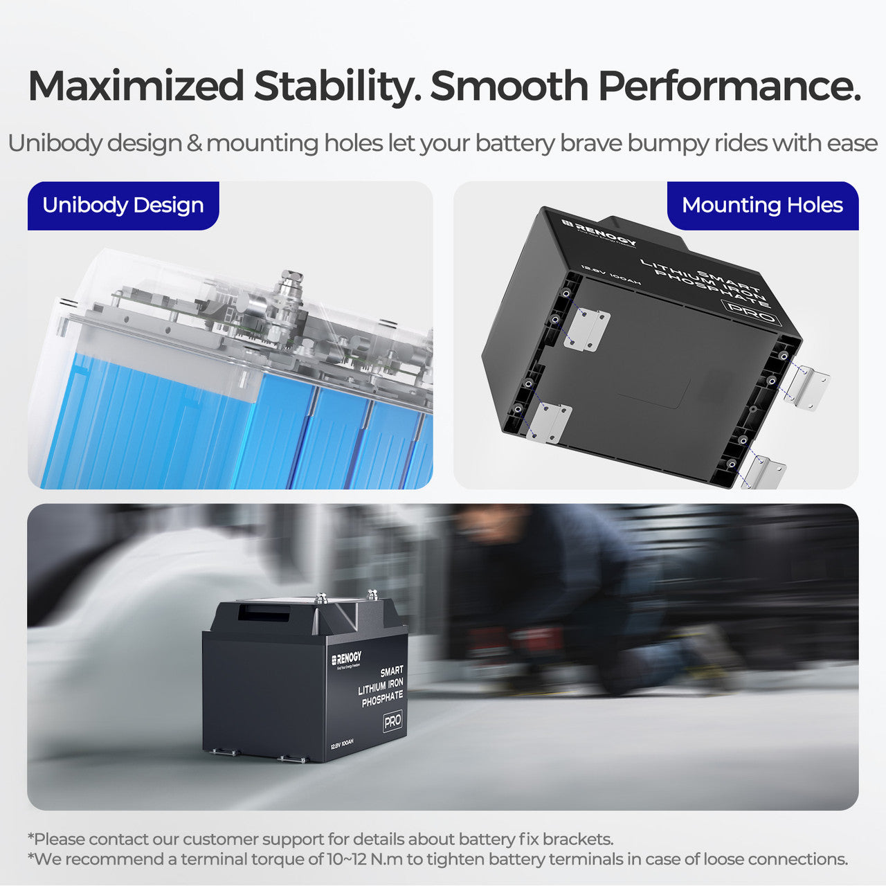 12V 100Ah Pro Smart Lithium Iron Phosphate Battery w/Bluetooth & Self-heating Function